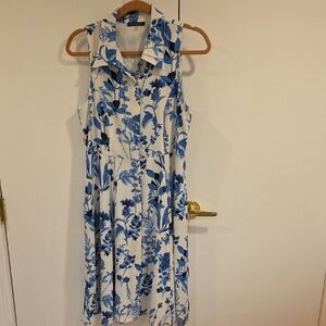 Tommy Hilfiger Blue and White Floral Midi Dress